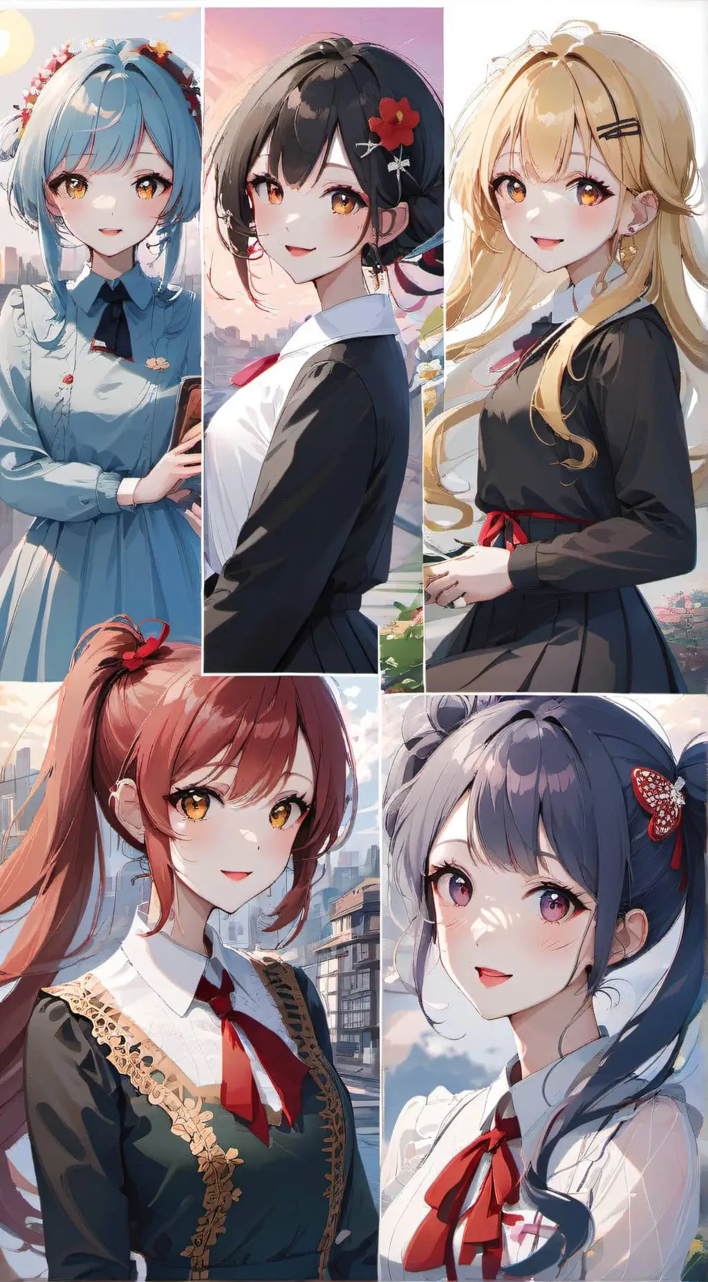 ai character: Collage Romance background