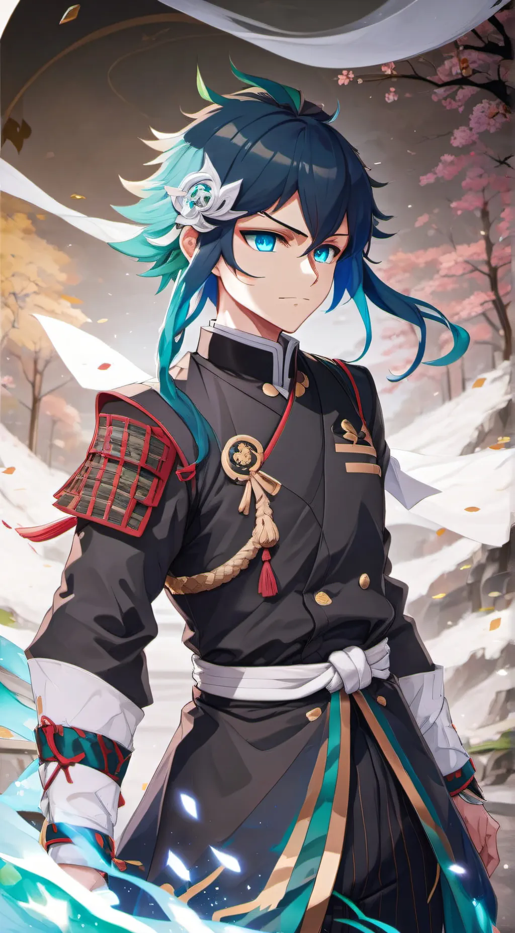 ai character: Demon slayer(beach background