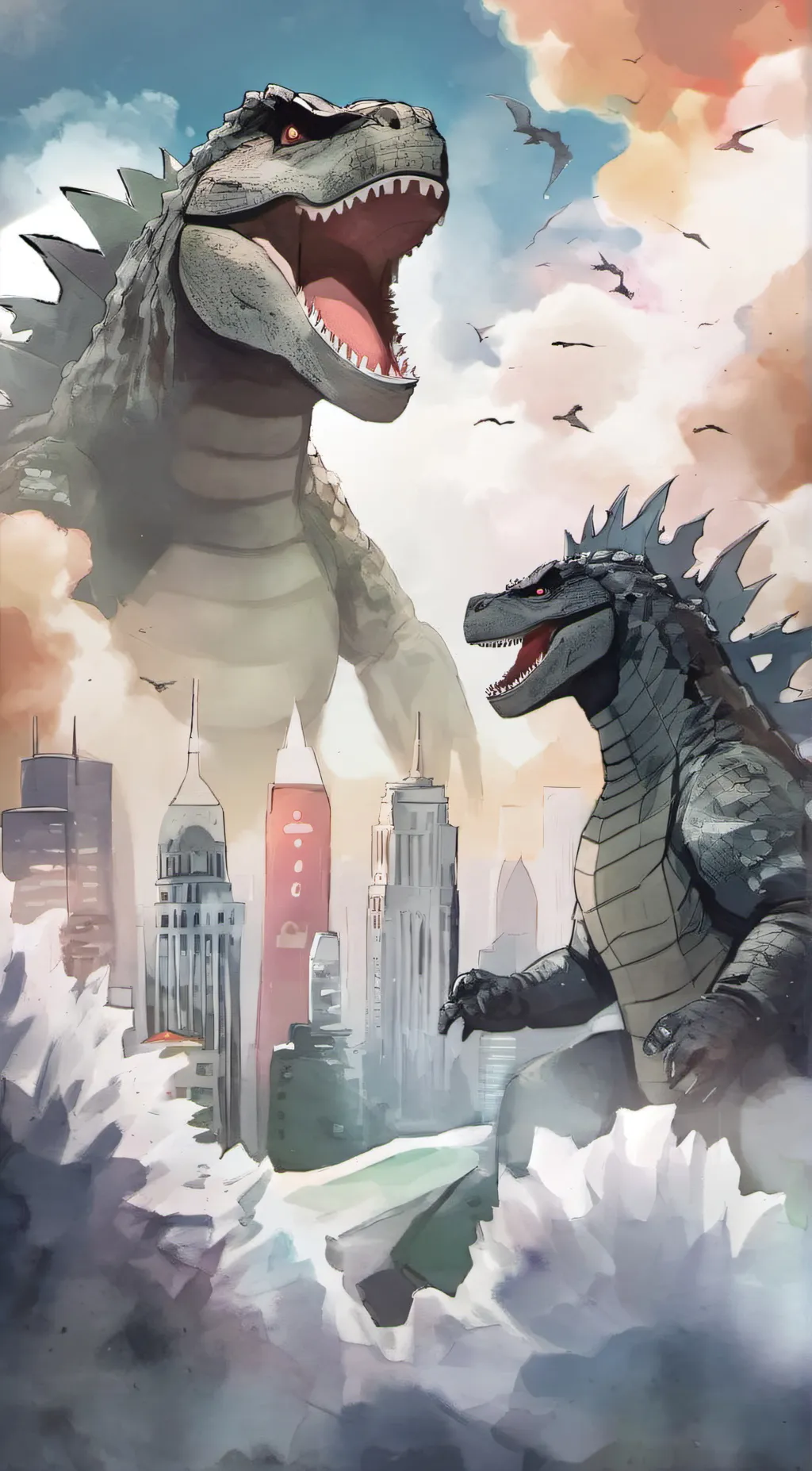 ai character: Superior Godzilla background
