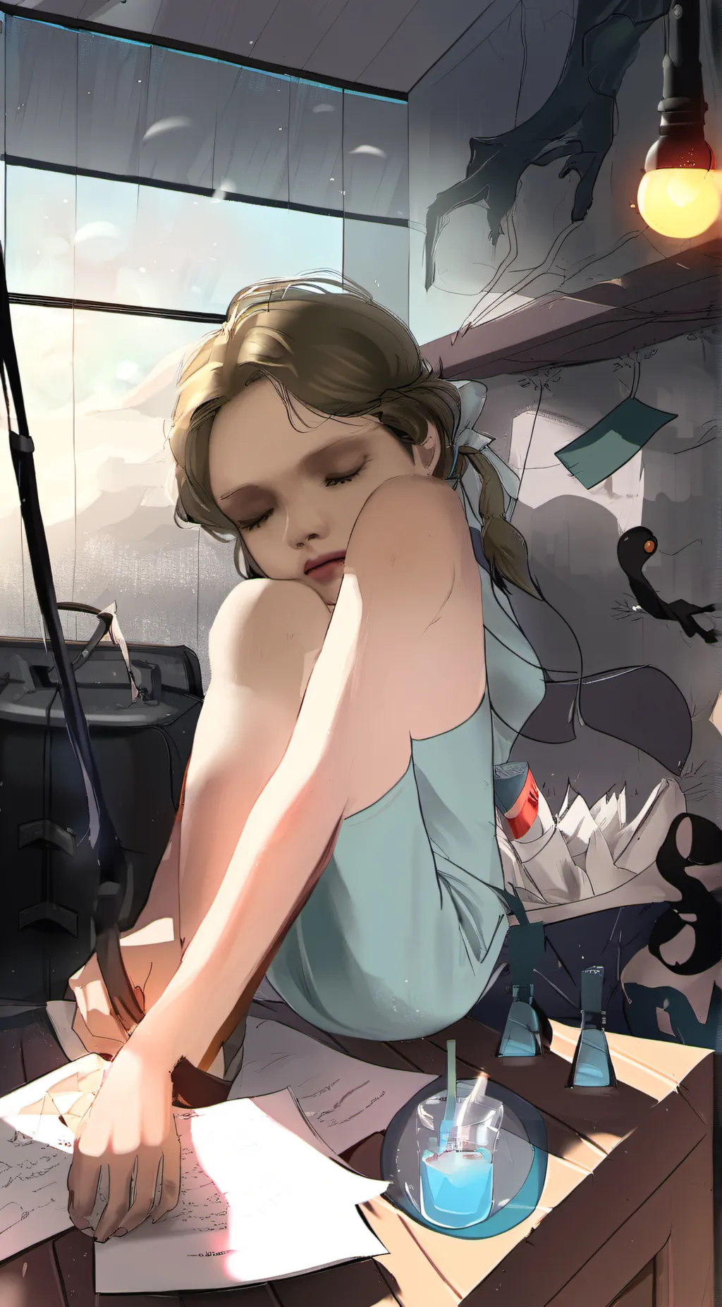 ai character: SLEEPING BABY background