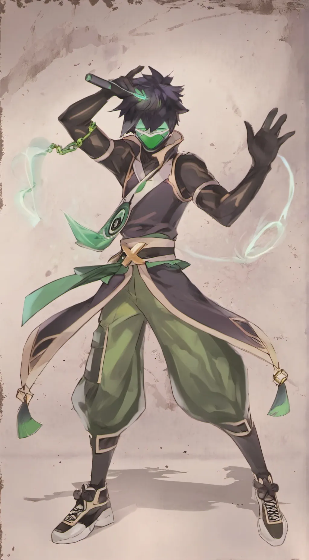 ai character: green X(myself) background