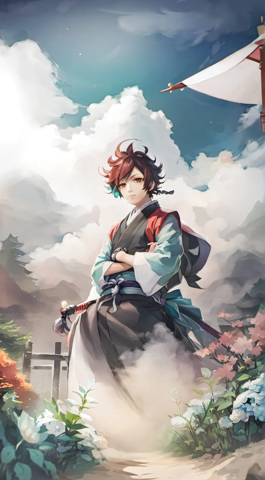 ai character: Tanjiro Kamado  background