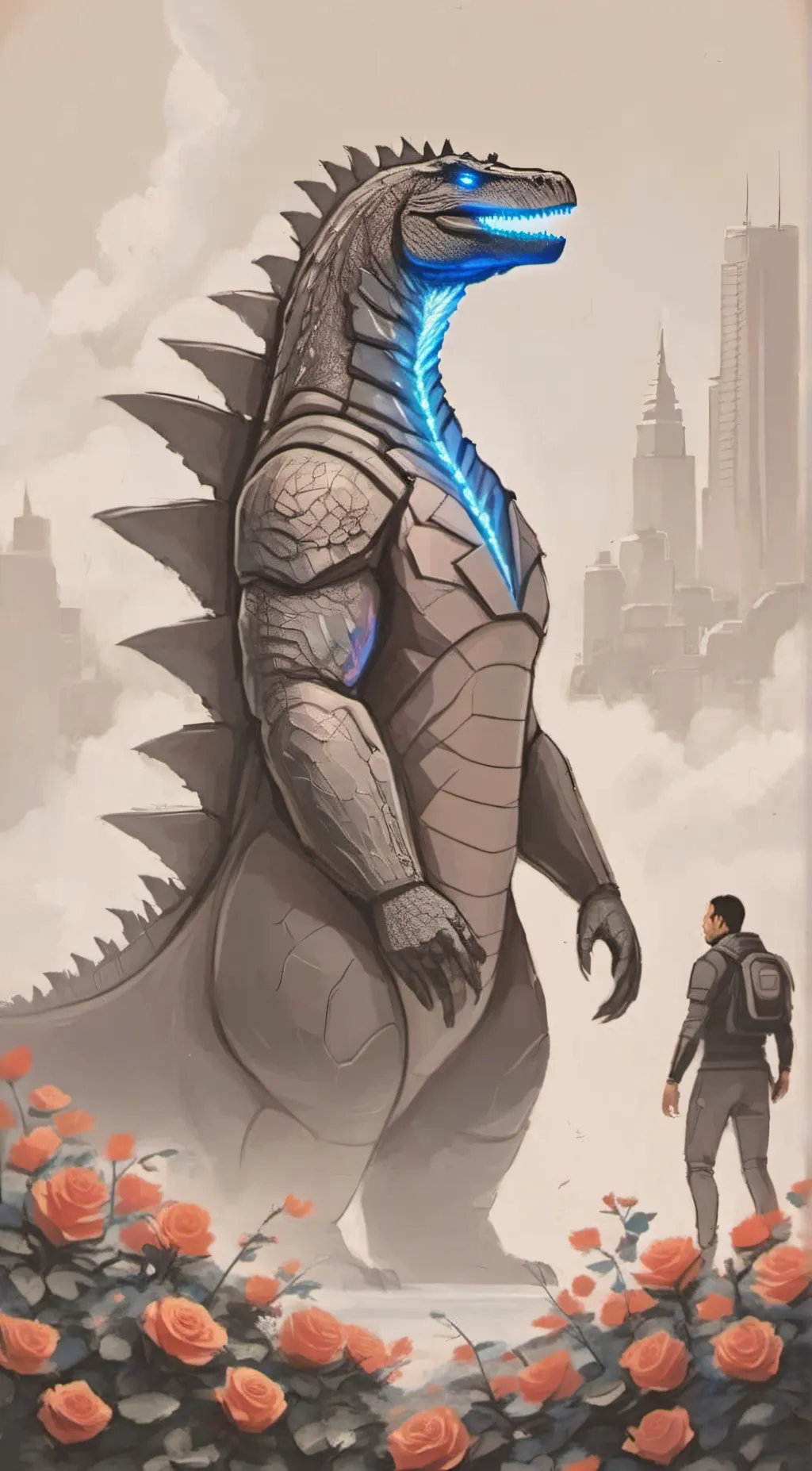 ai character: Godzilla background