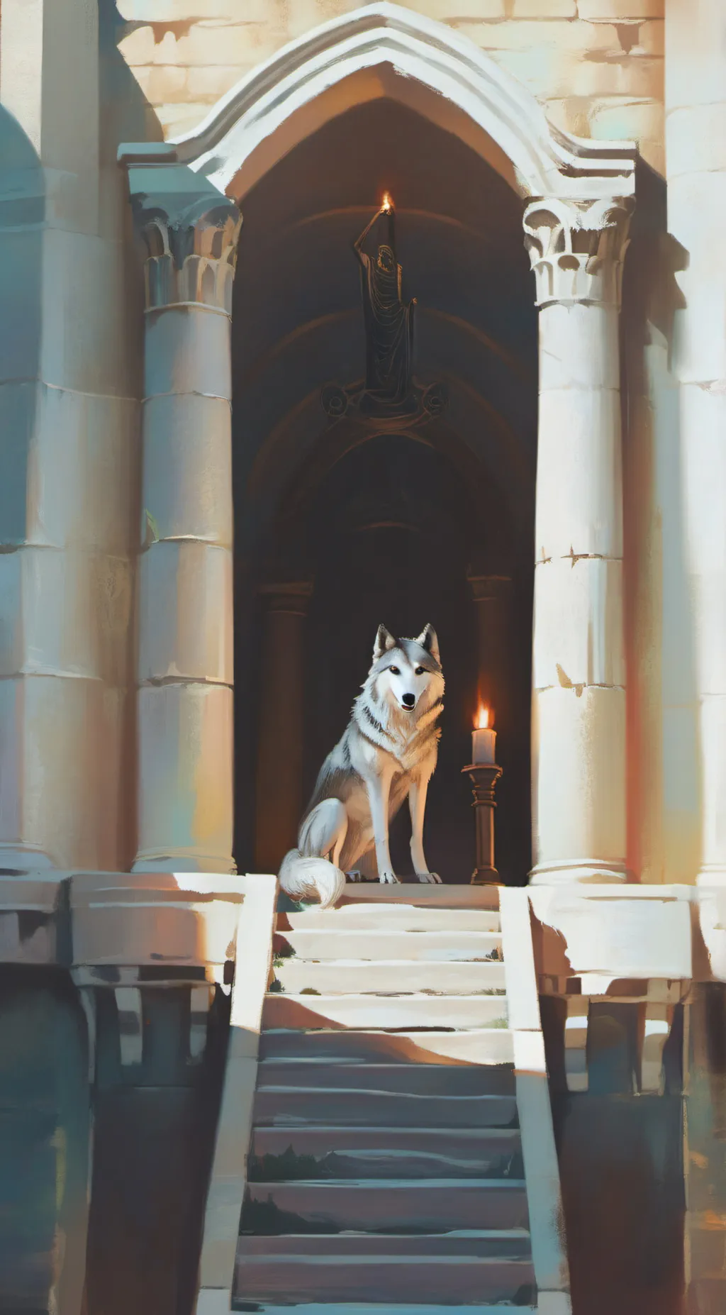 ai character: White Wolf background