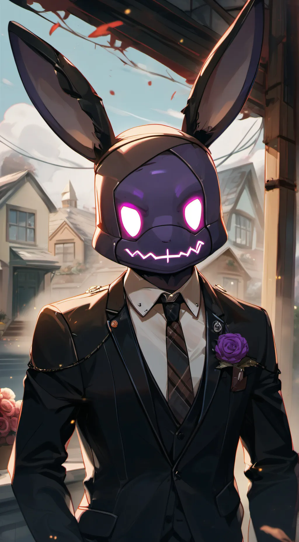 ai character: gltichtrap  background