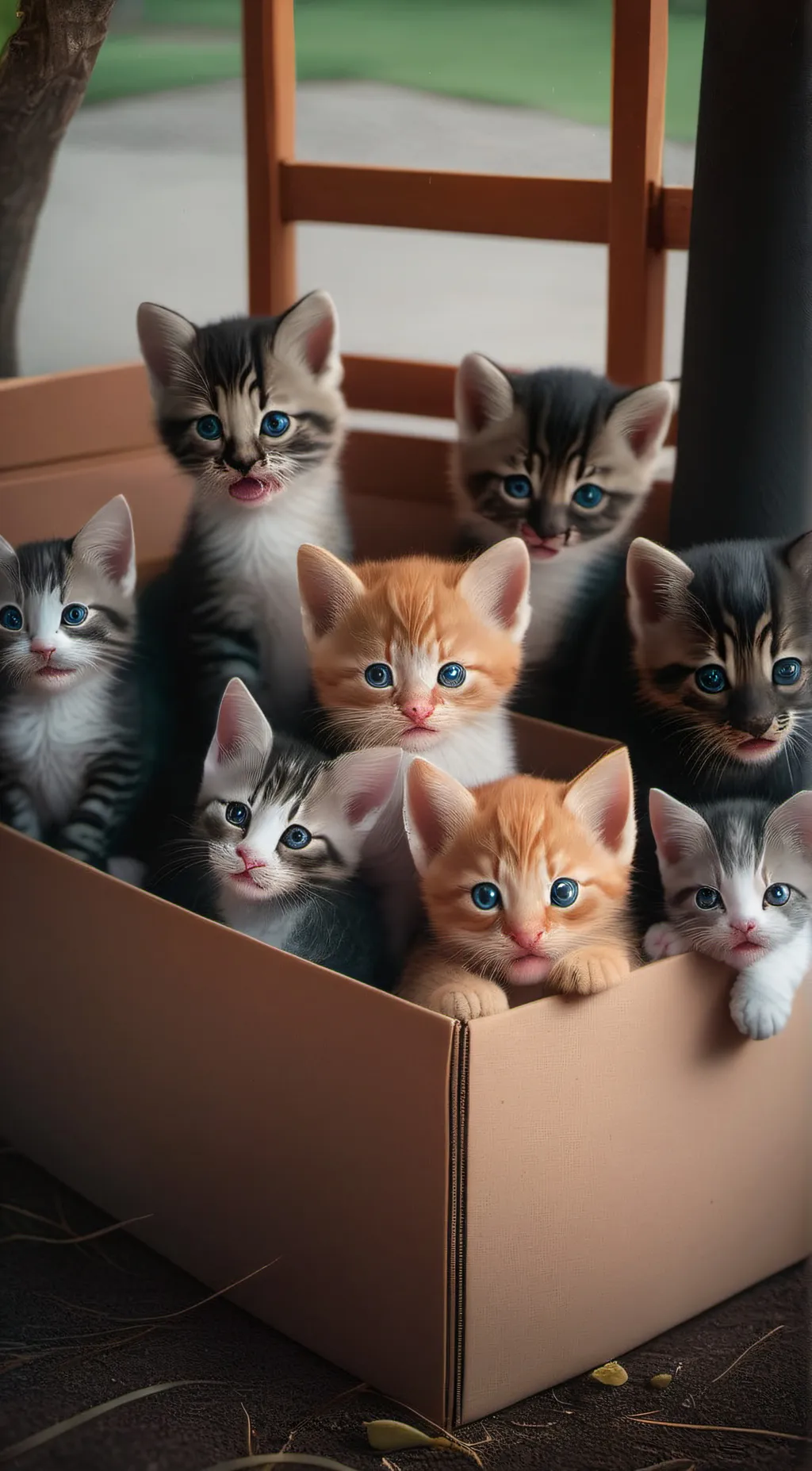 ai character: baby homeless cats background