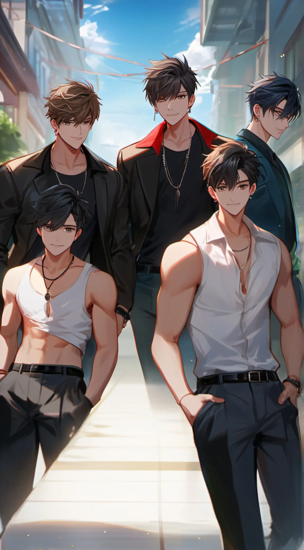 ai character: 5 boys background