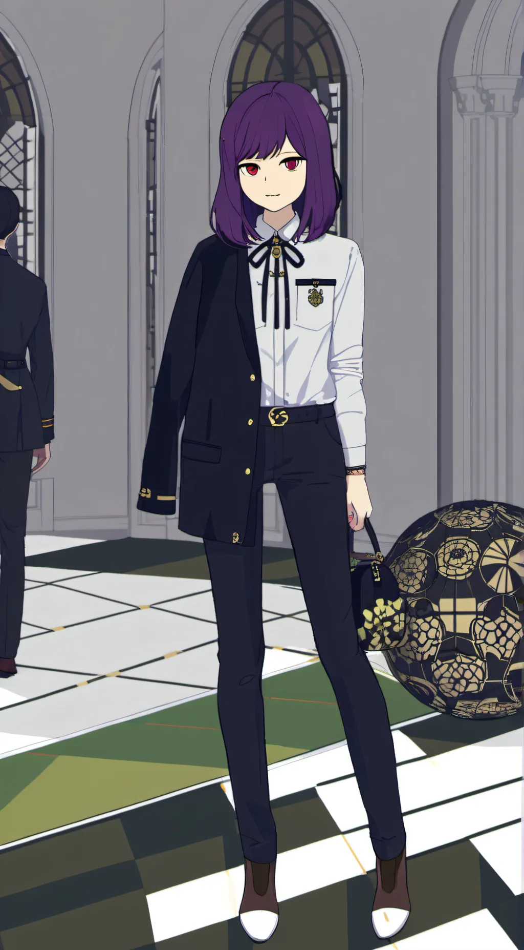 ai character: luna fire stone background