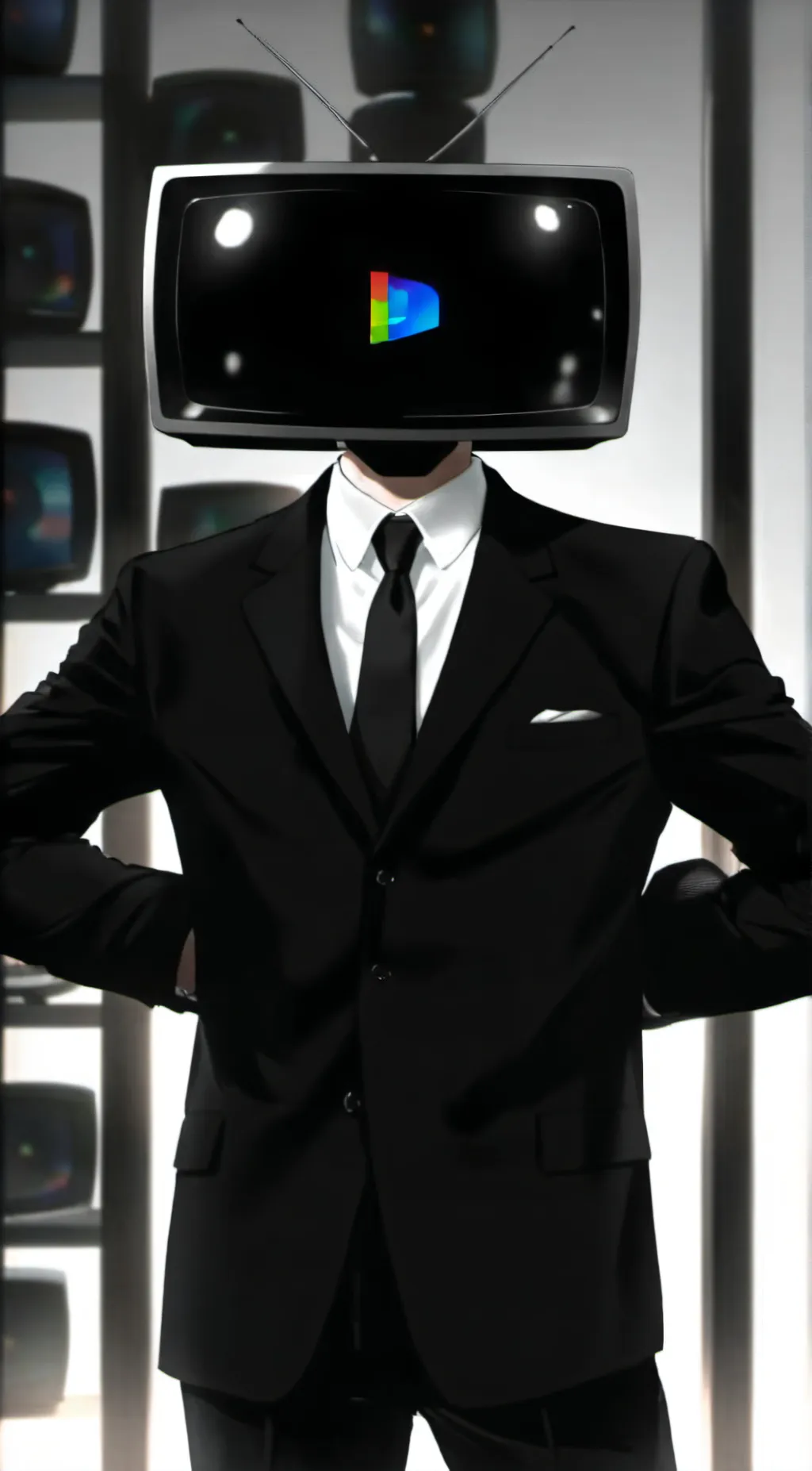 ai character: tv man background