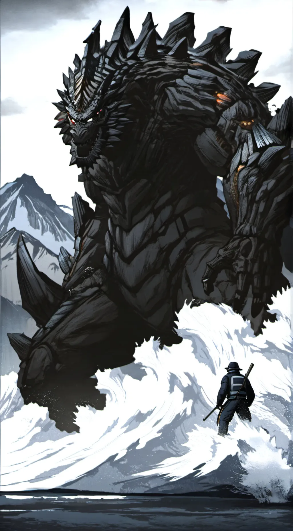 ai character: Godzilla Earth  background