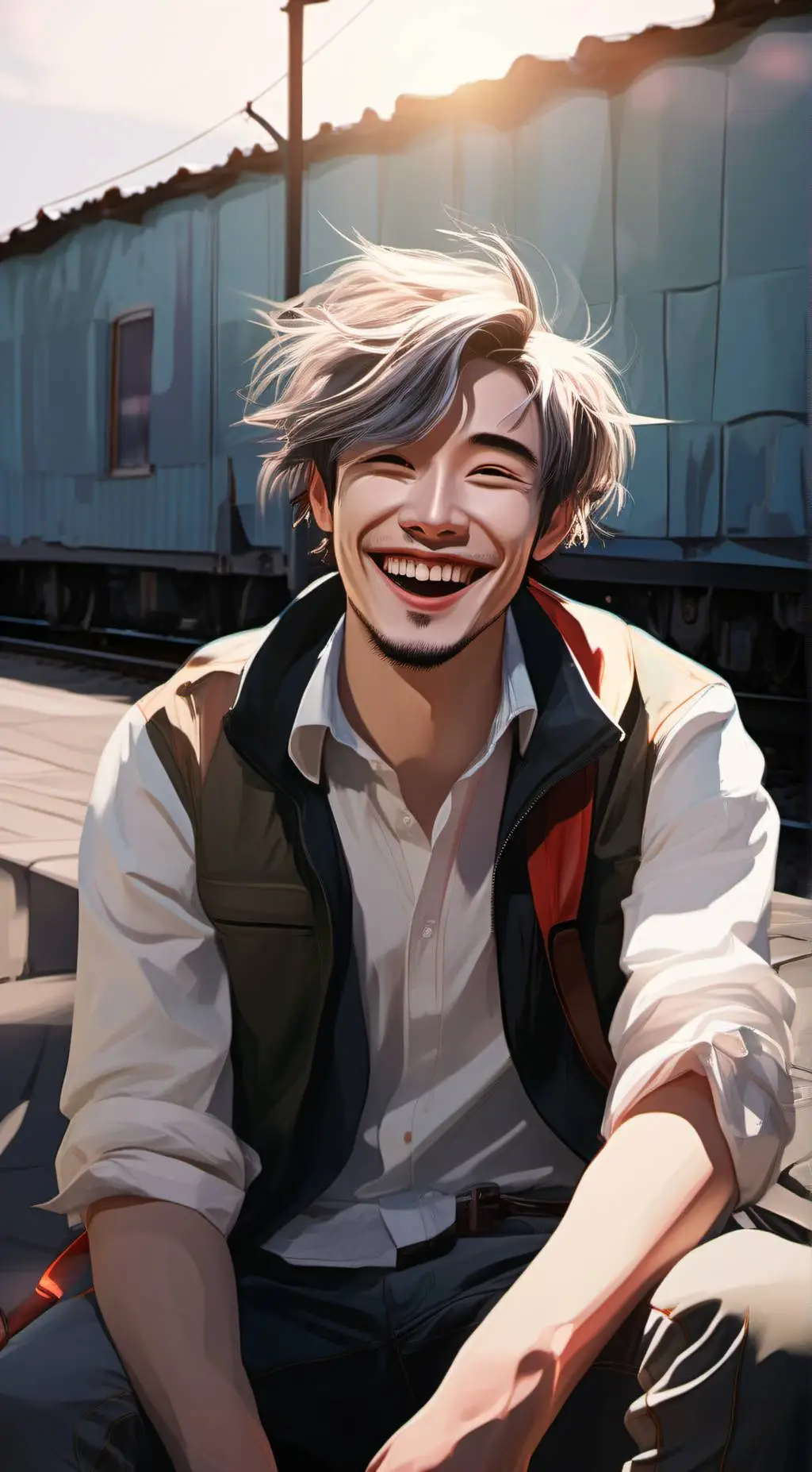 ai character: happy background