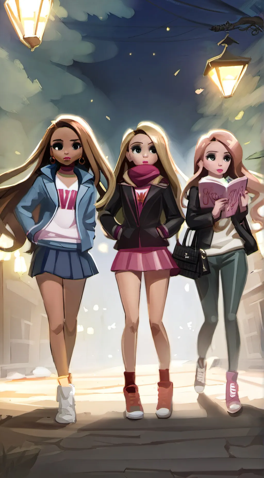 ai character: Ash,rose,mia background