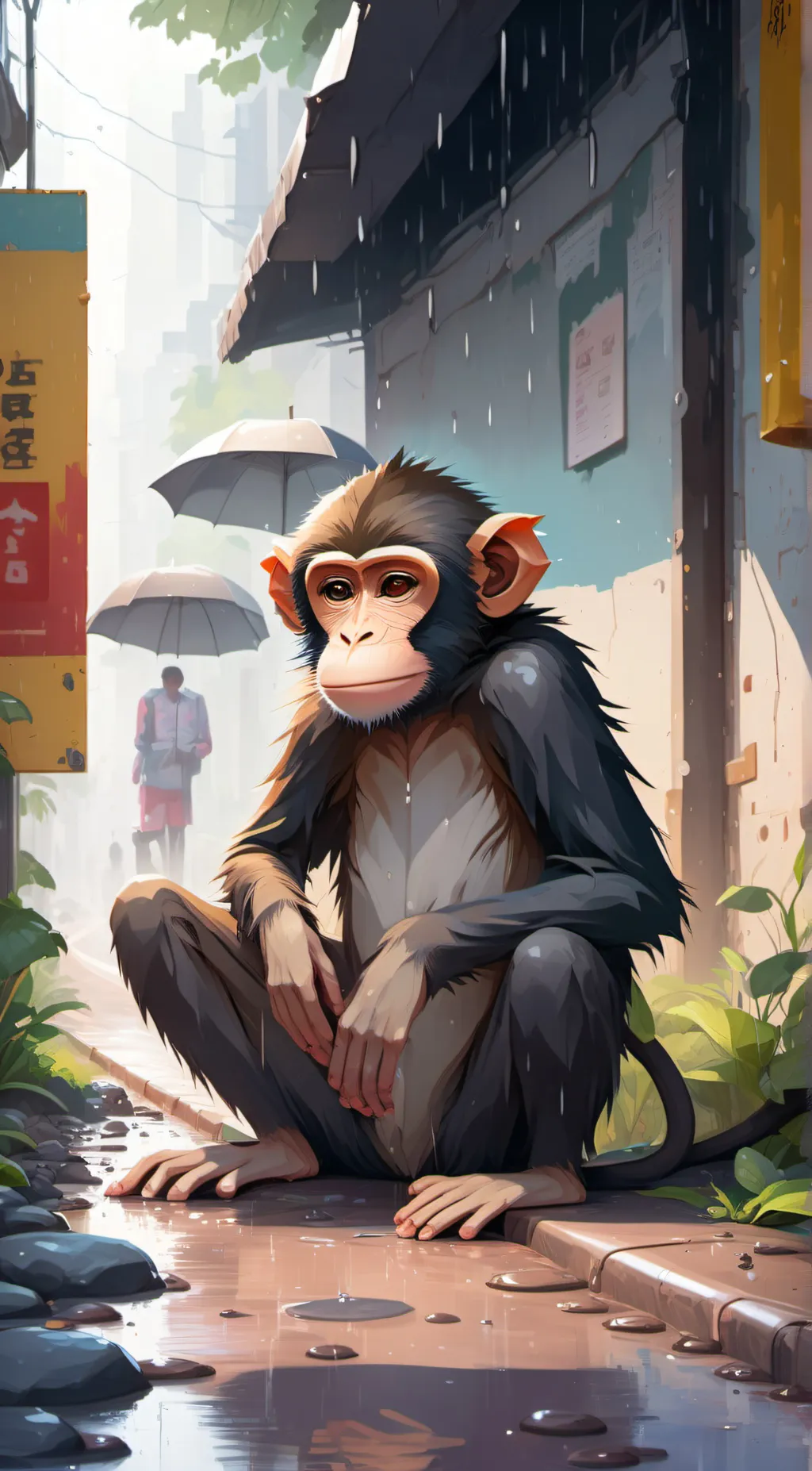ai character: Stray monke  background