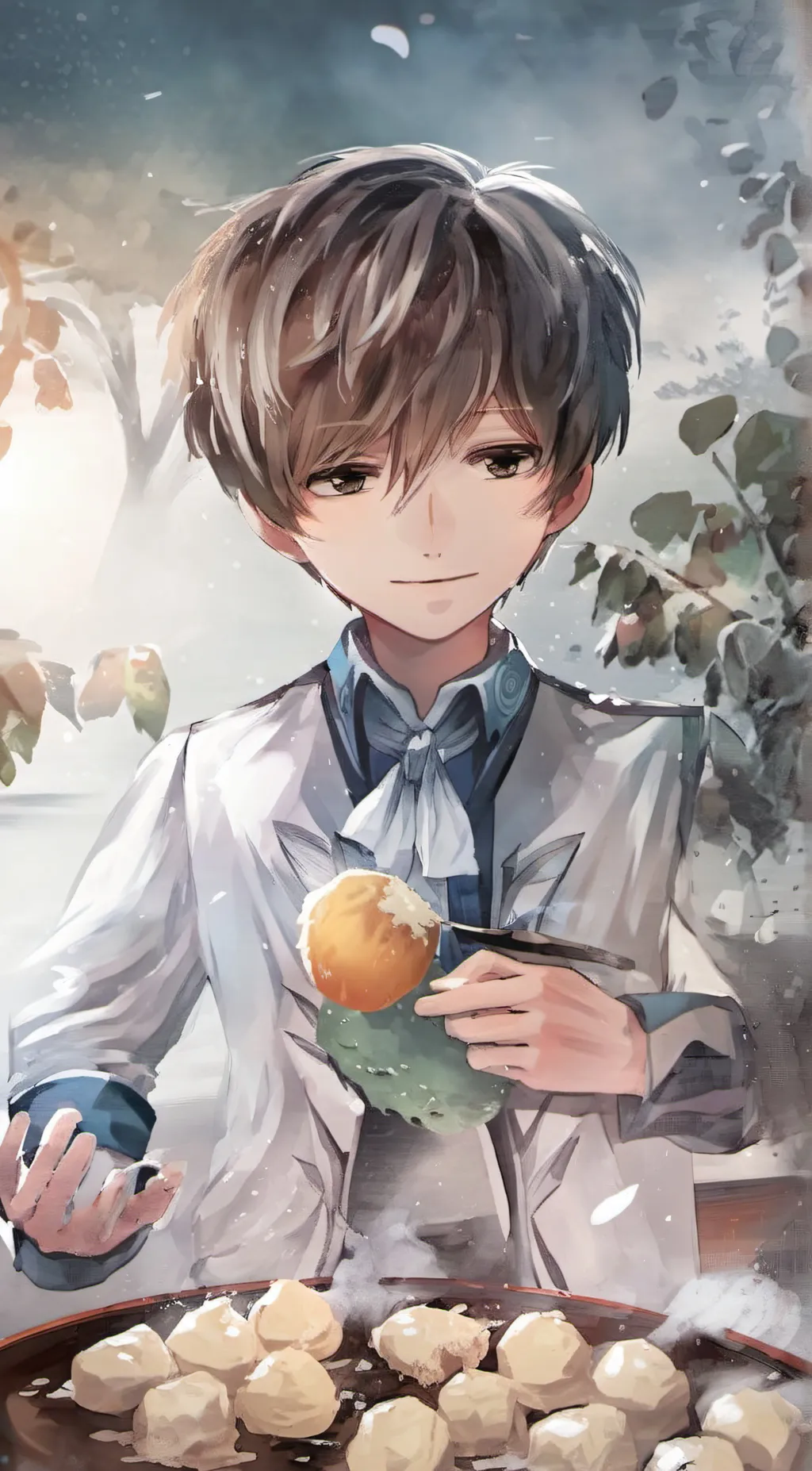 ai character: dough fruit background