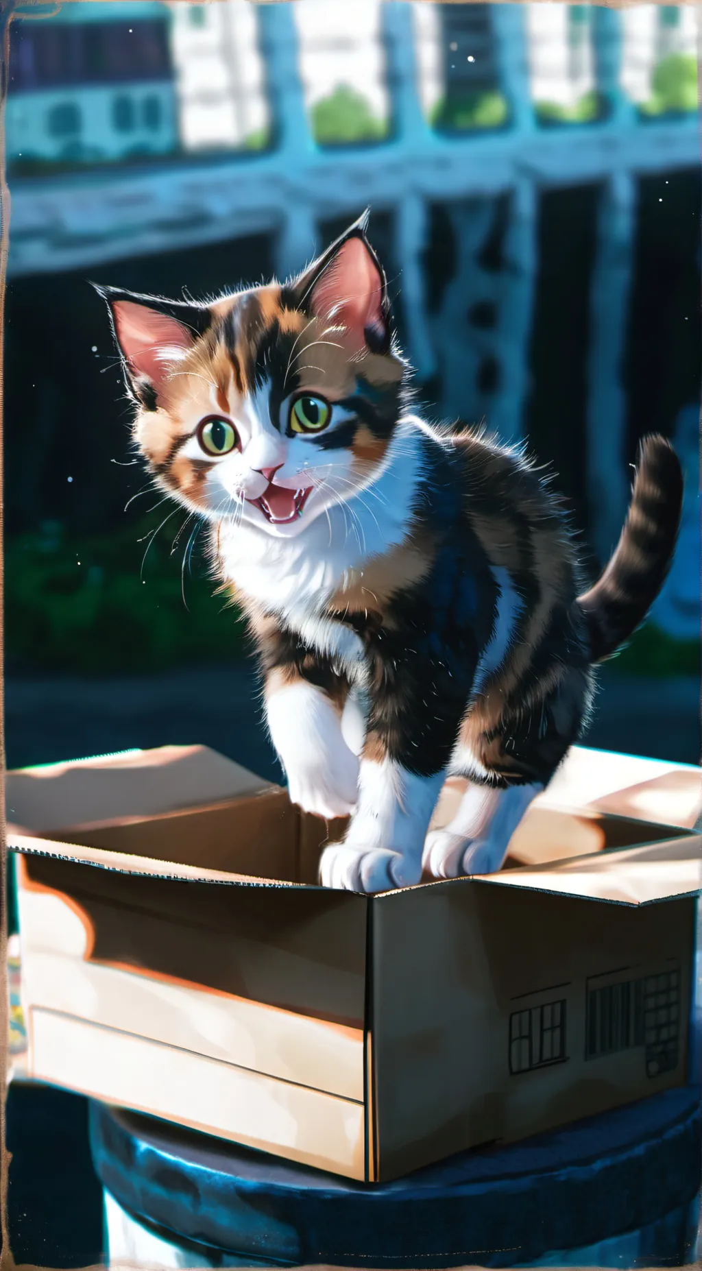 ai character: Abandoned kitte  background