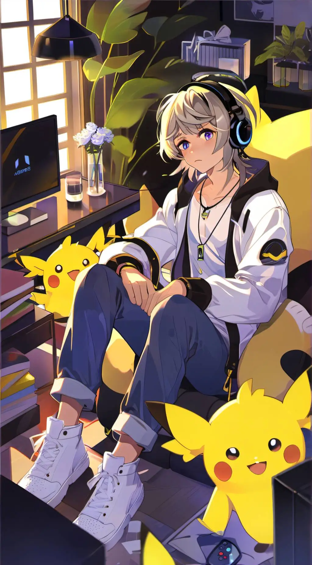 ai character: Denki Kaminari background