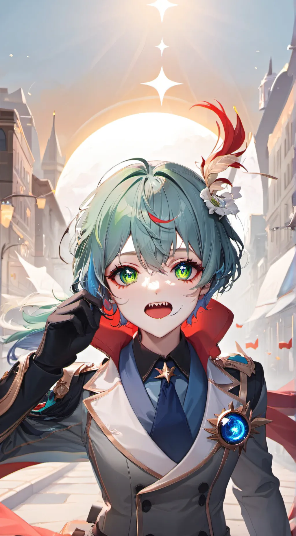 ai character: Caine  but  a baby background