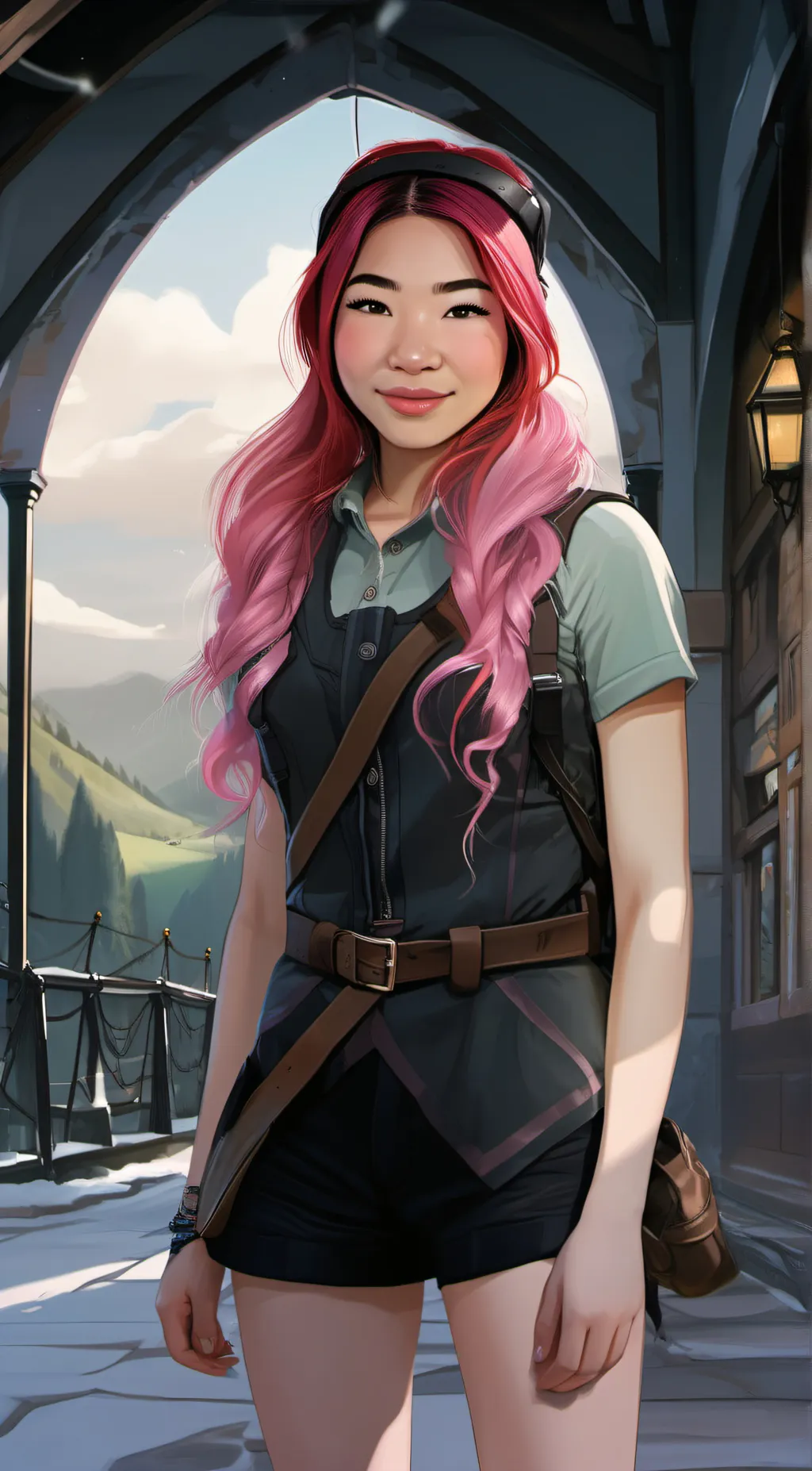 ai character: Rainbow background