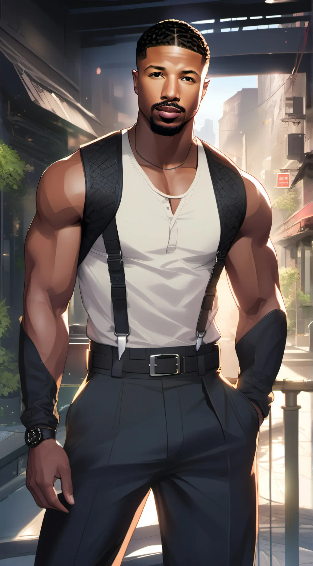 ai character: Michael b Jordan  background