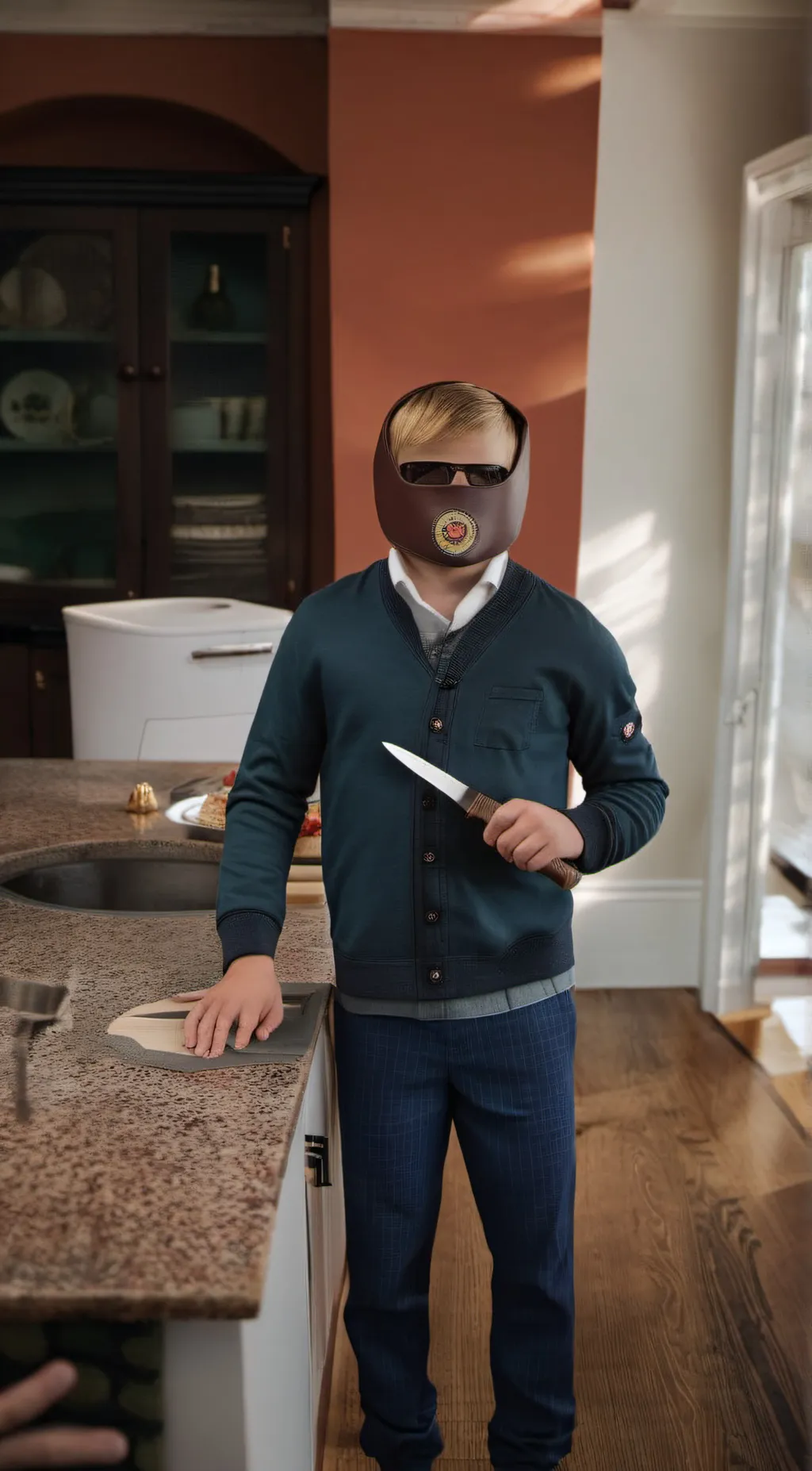 ai character: PJ with a knife background