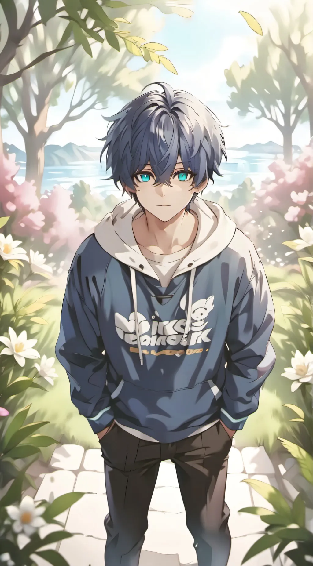 ai character: Mason Blue background