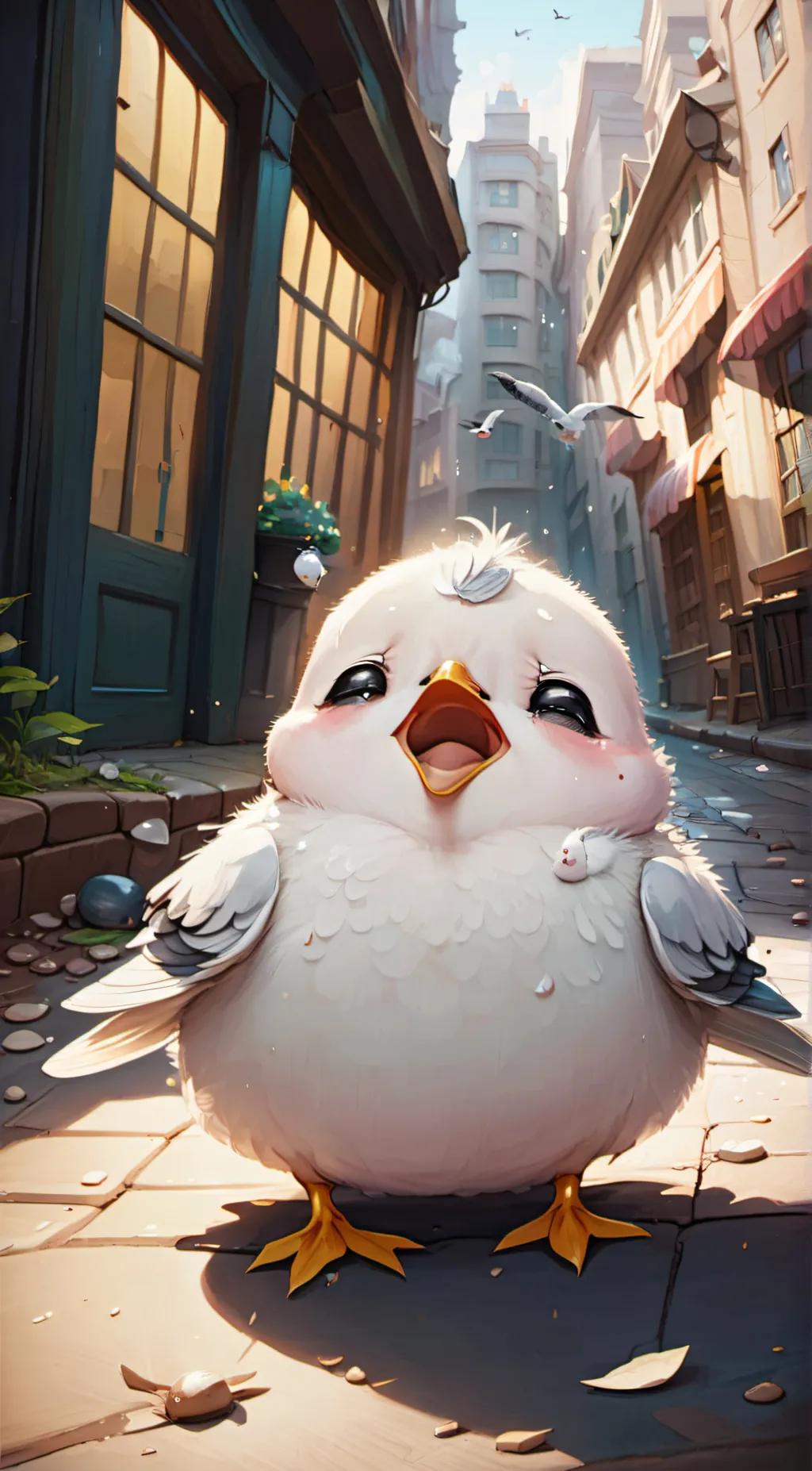 ai character: baby bird background