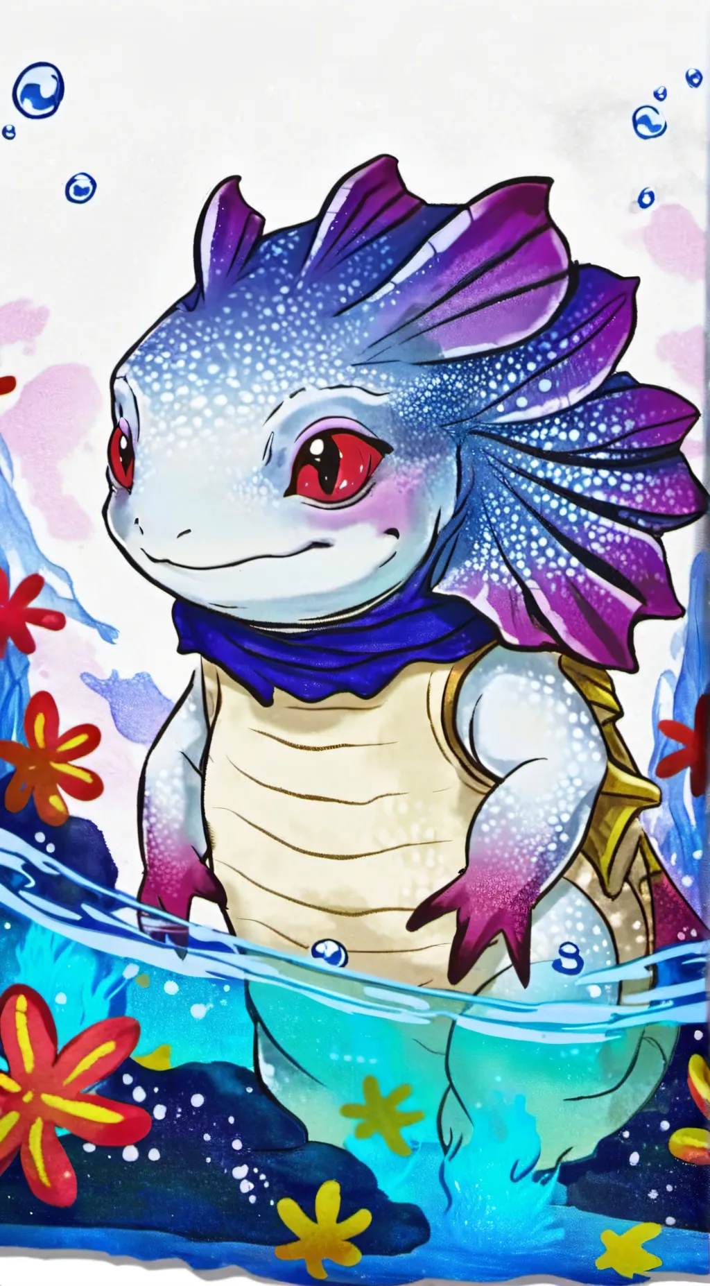 ai character: galaxy axolotl background