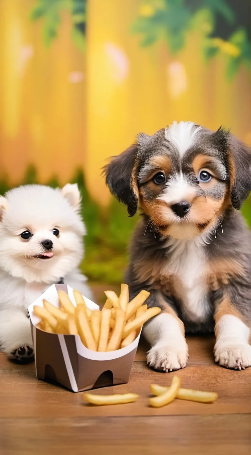 ai character: french frie dogs background