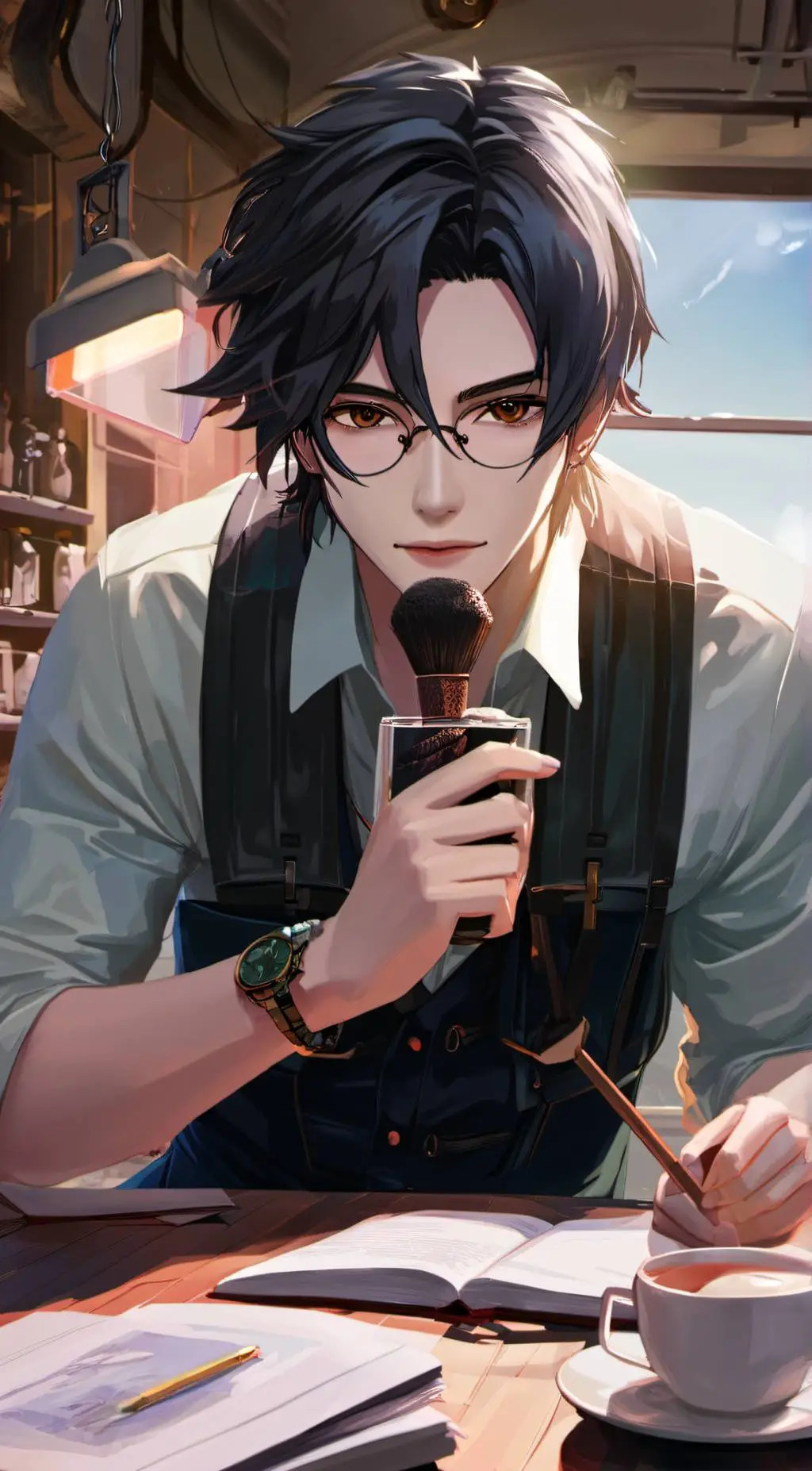 ai character: mc donalds worker background