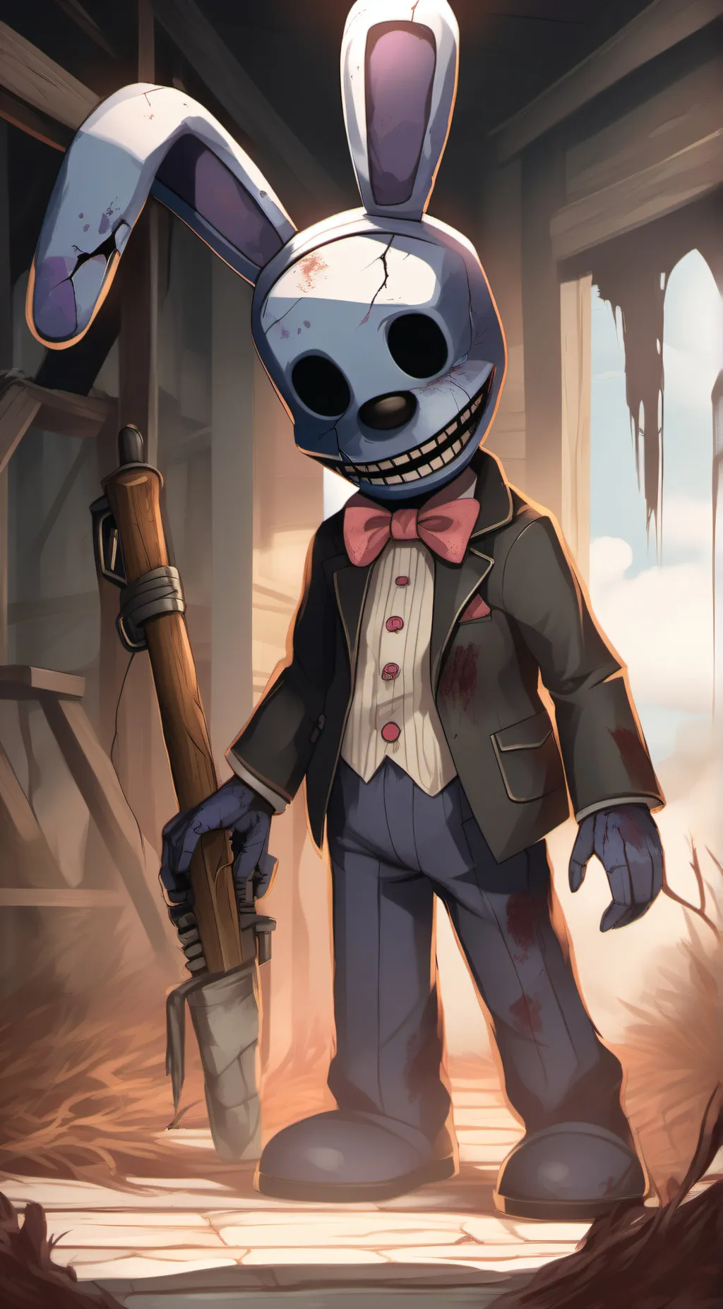 ai character: withered bonnie background