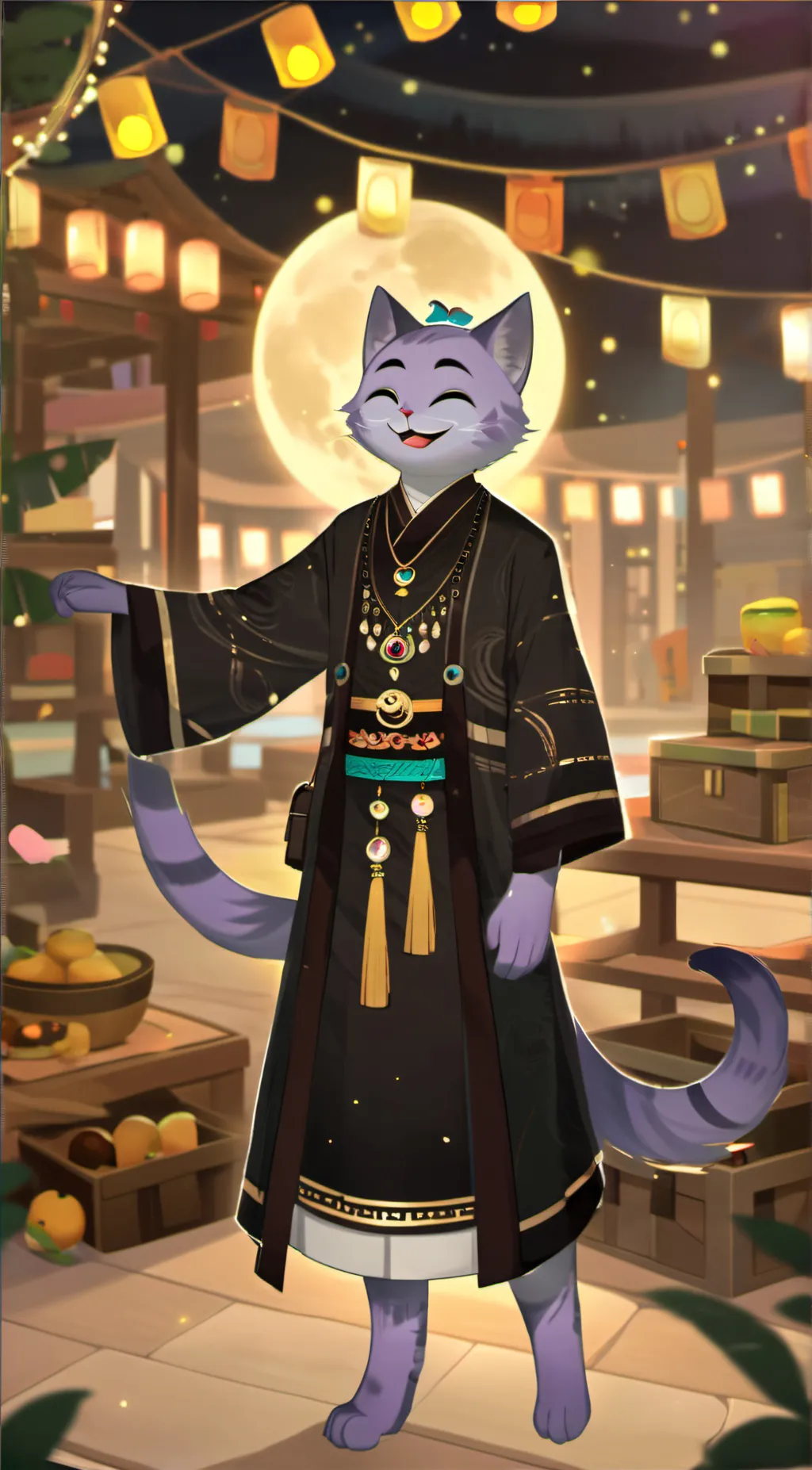 ai character: Cat nap.🌙 background