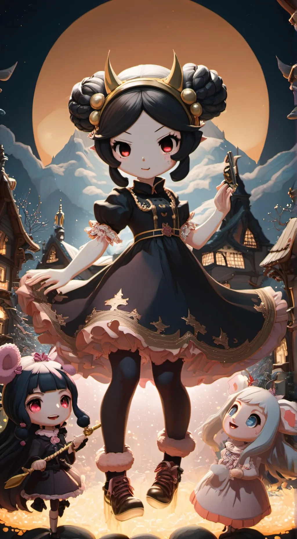 ai character: Kuromi  background