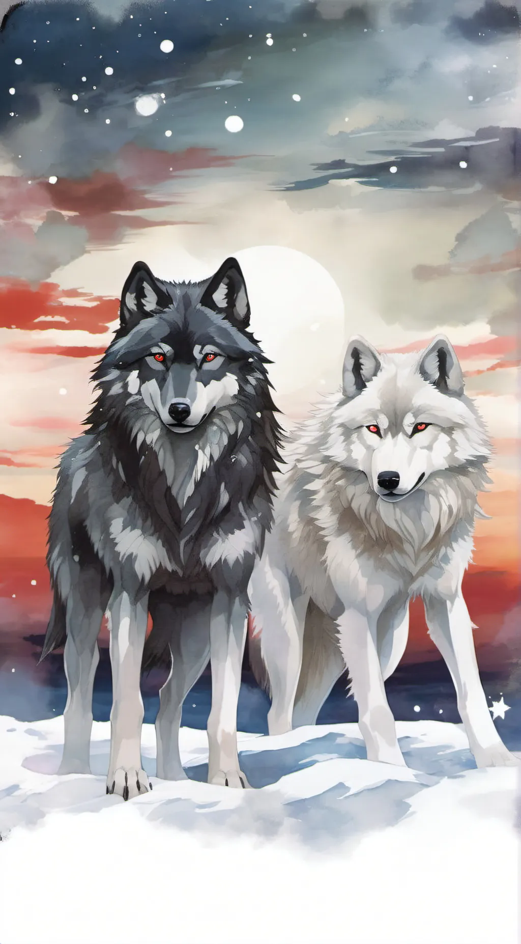 ai character: shadow and snow  background