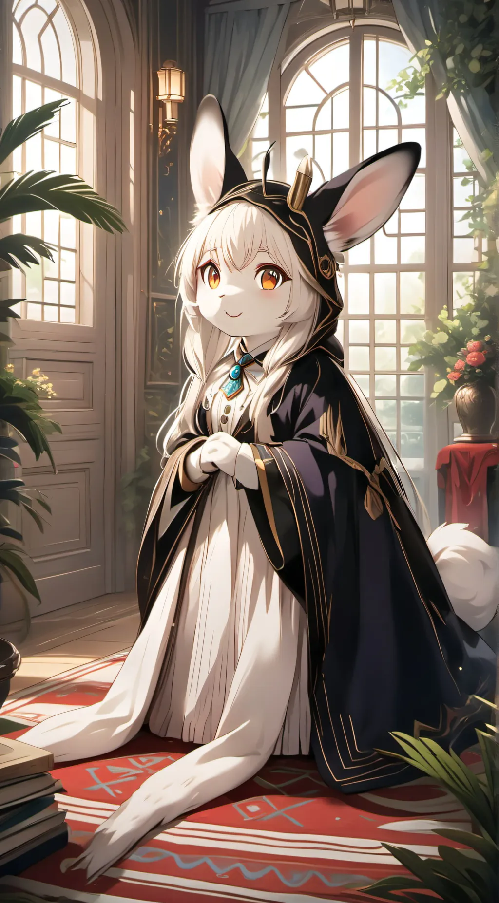 ai character: queen bunny background