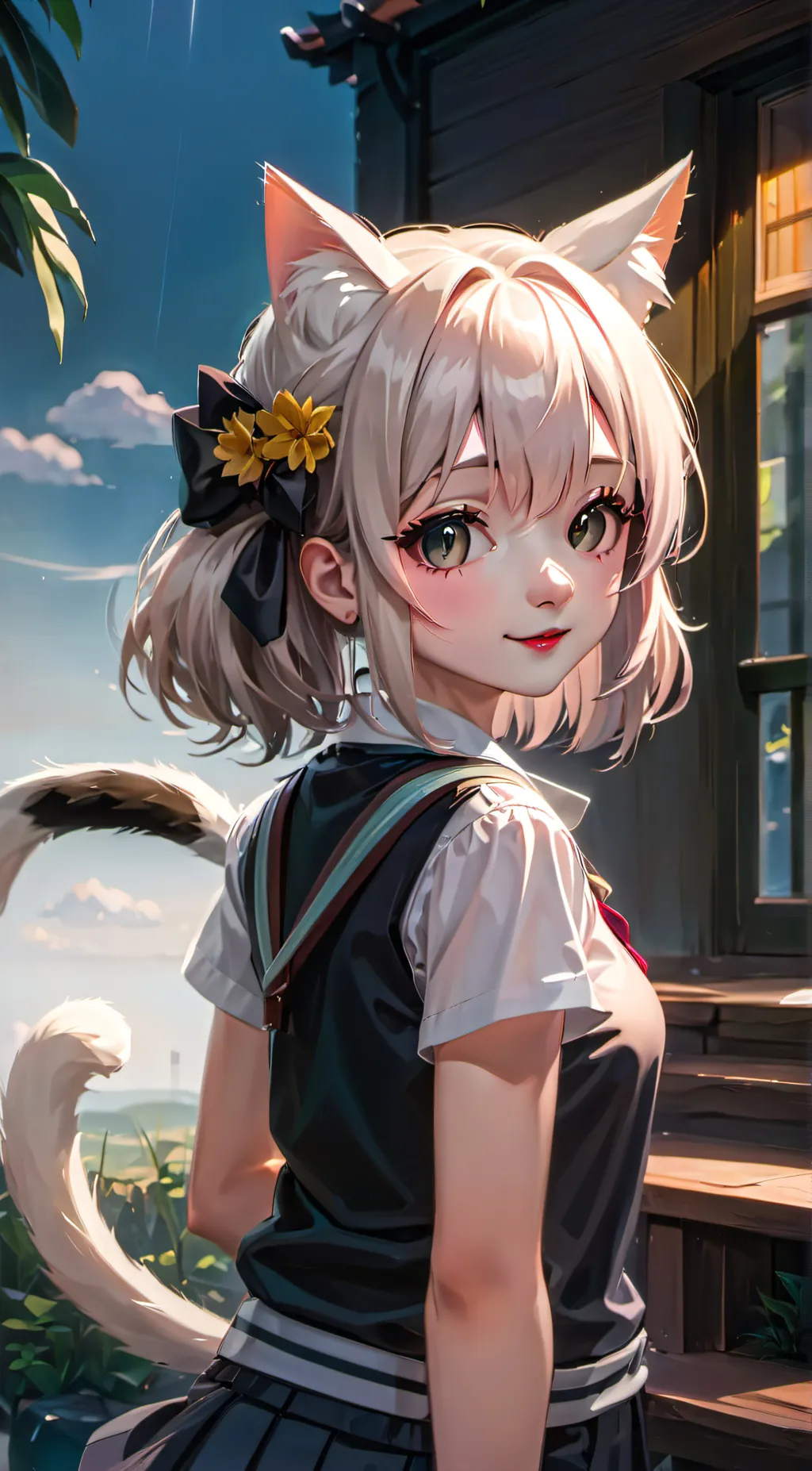 ai character: tsundere catgirl background