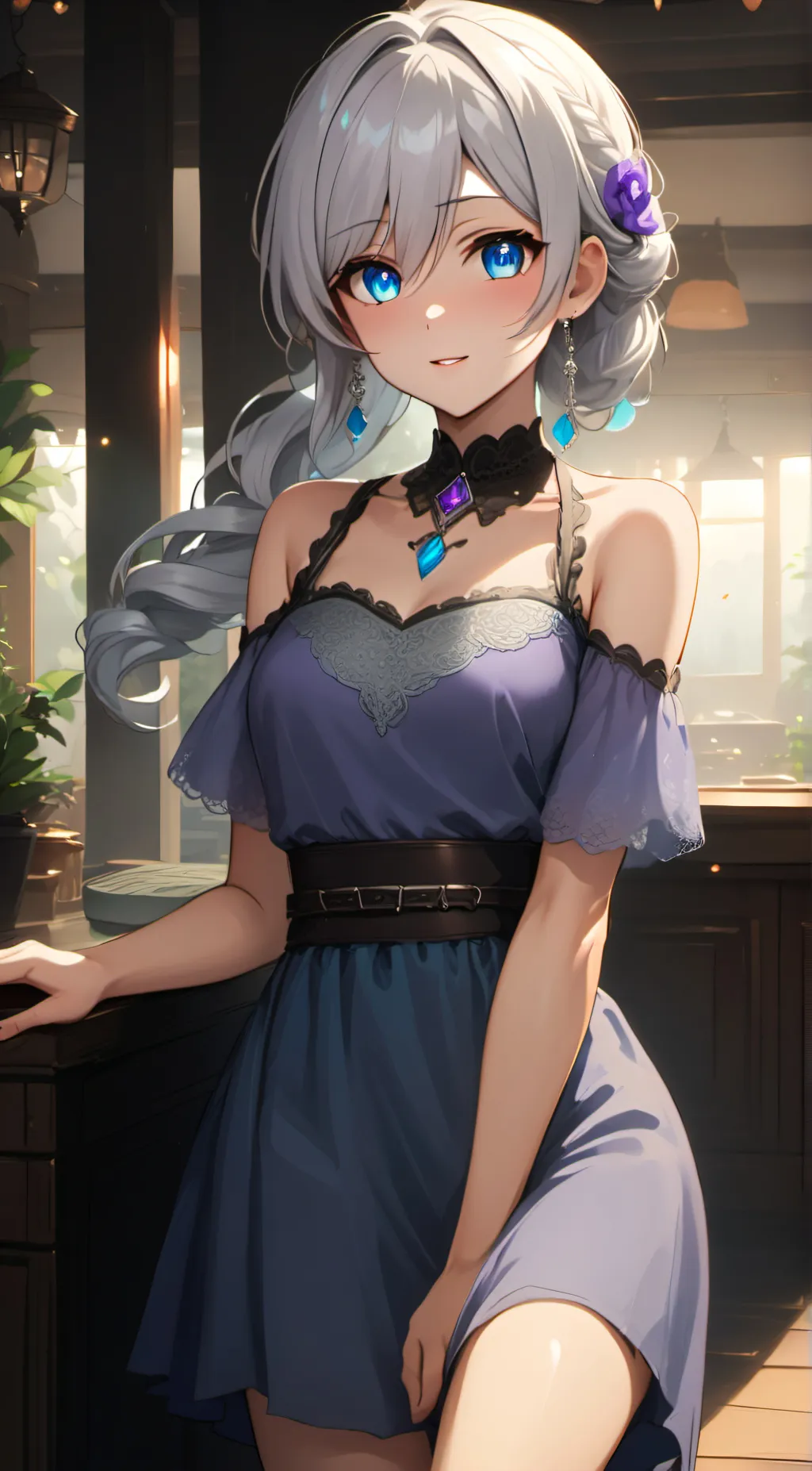 ai character: Violet background