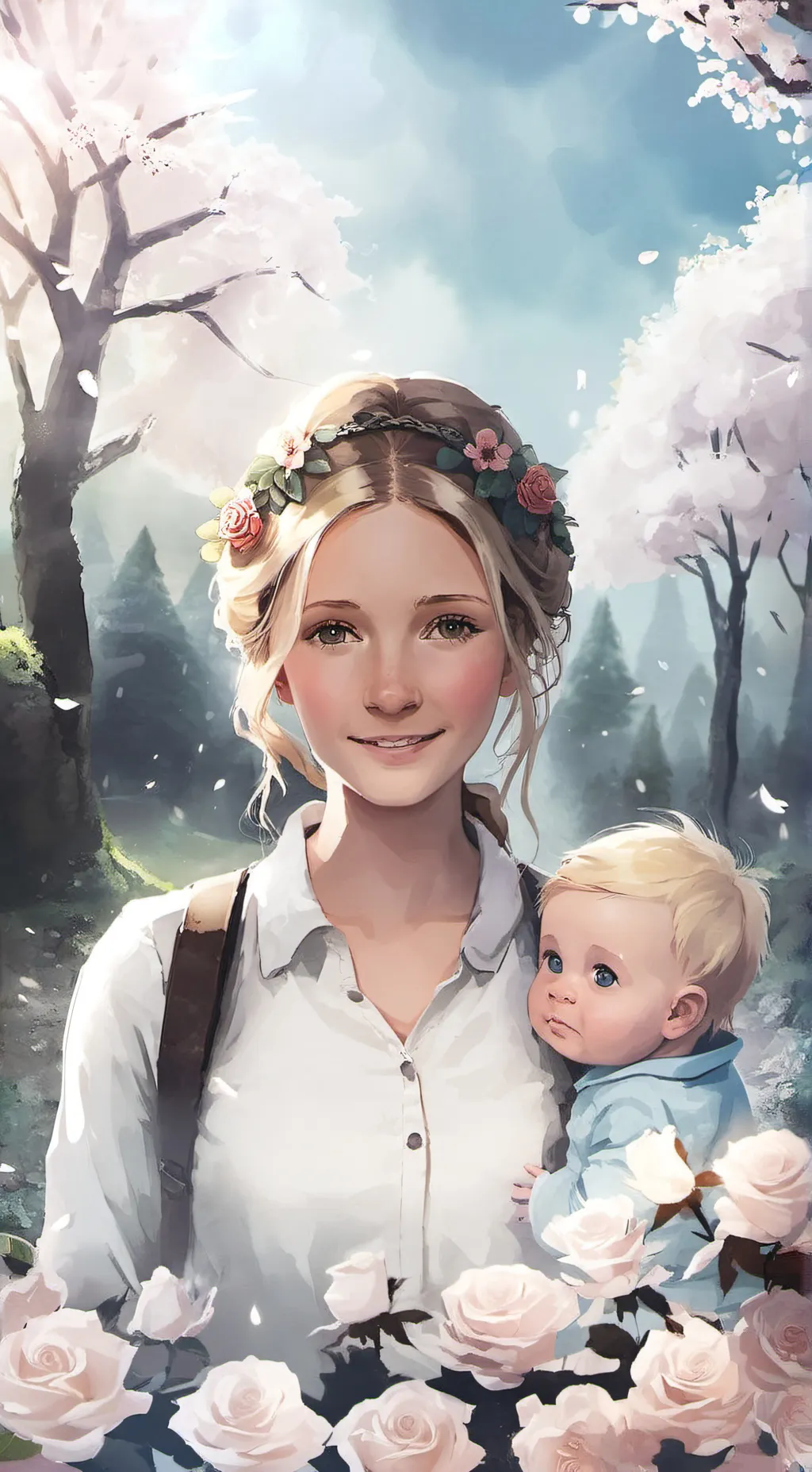 ai character: Cherry and Rose background