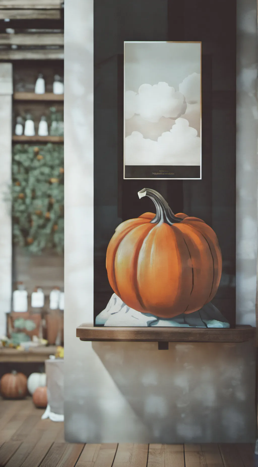 ai character: pumpkin background