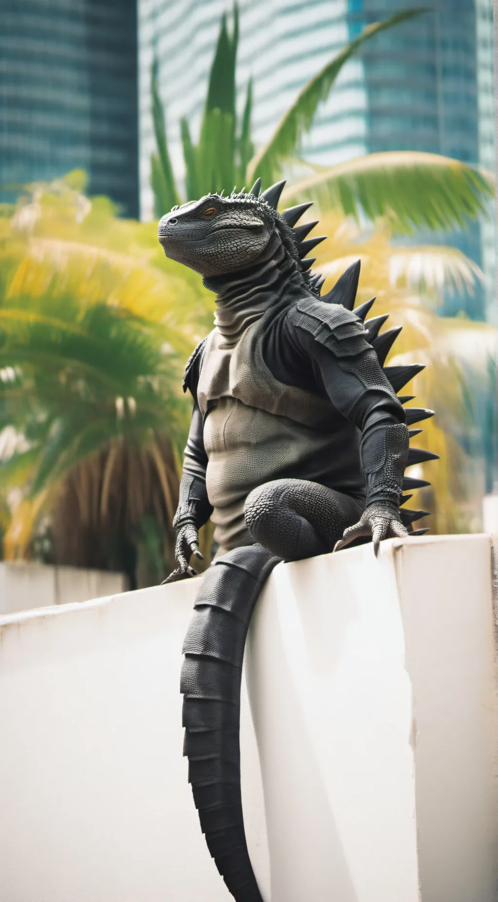 ai character: GODZILLA background