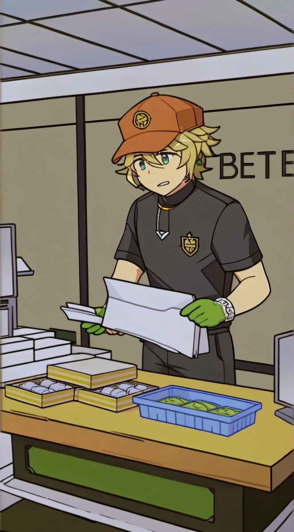 ai character: Cashier background