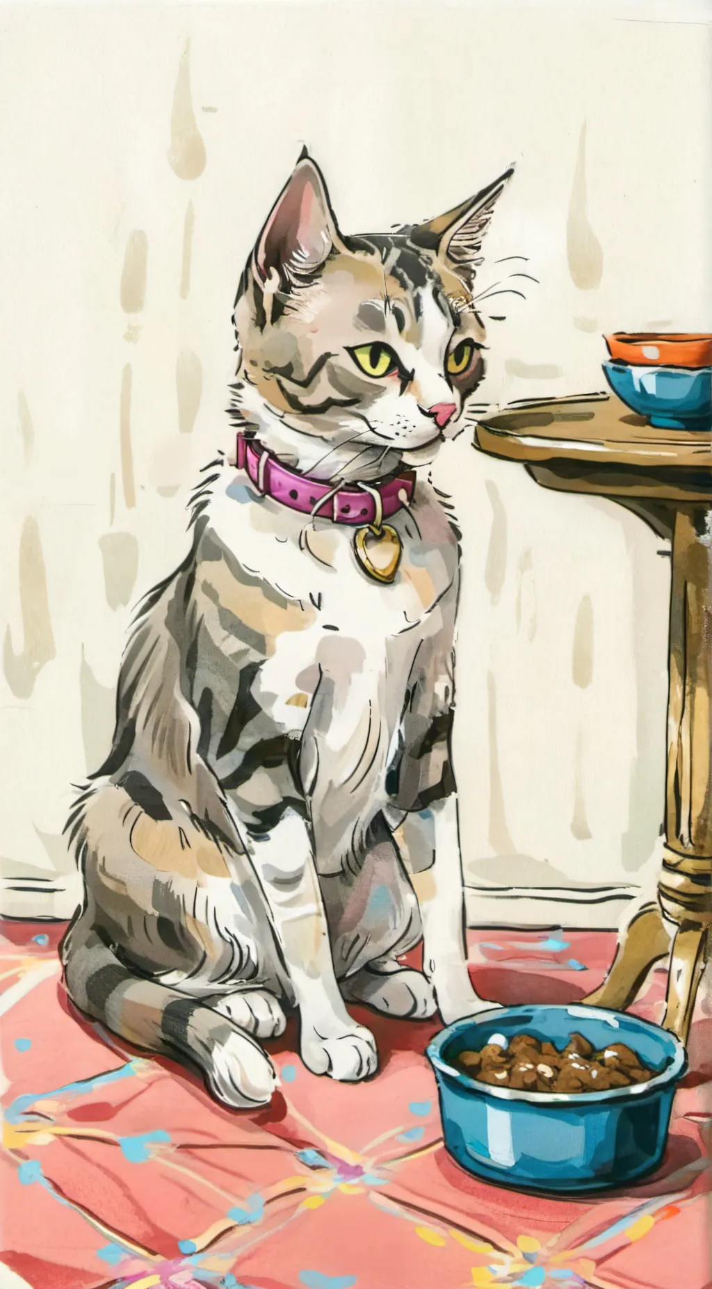 ai character: hungry cat background