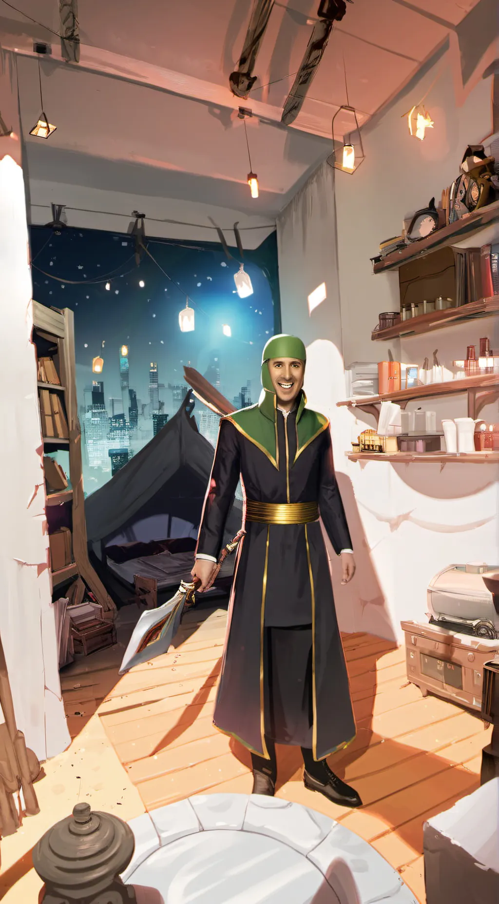 ai character: Picolas cage  background