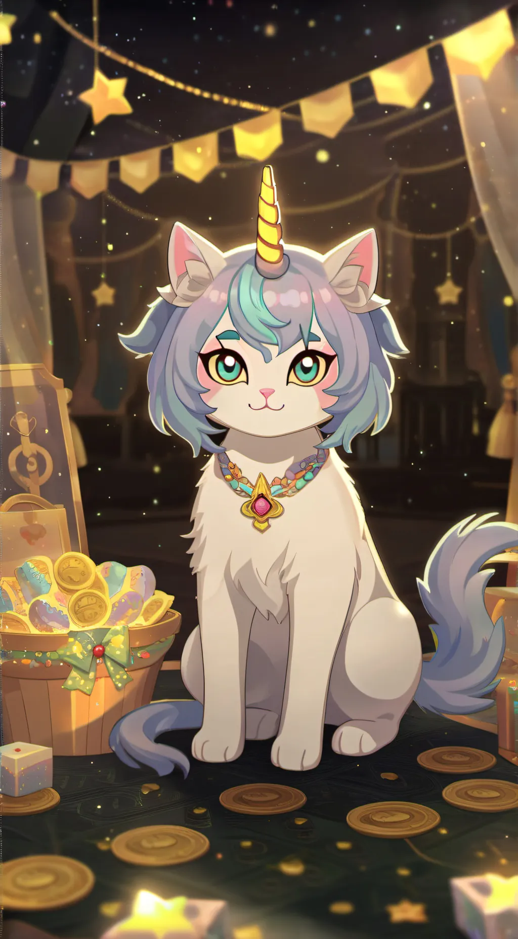ai character: Princess cat !!🩷 background
