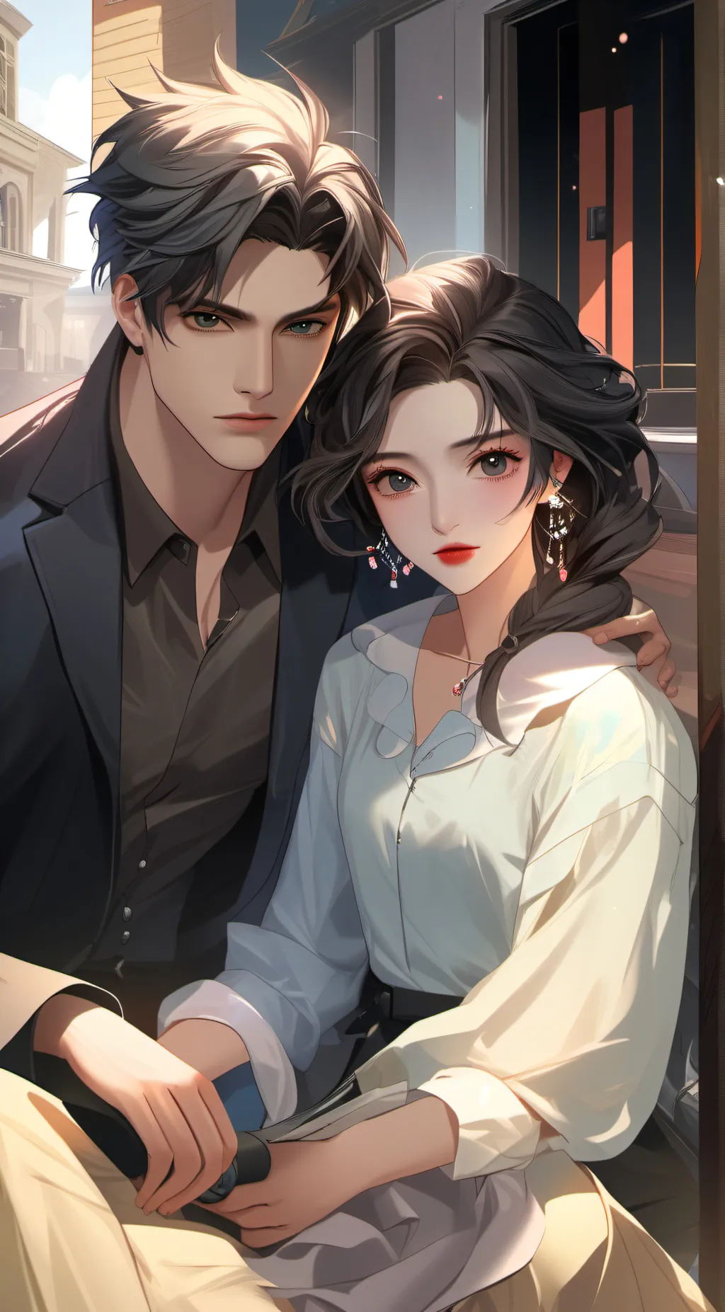 ai character: Neon background