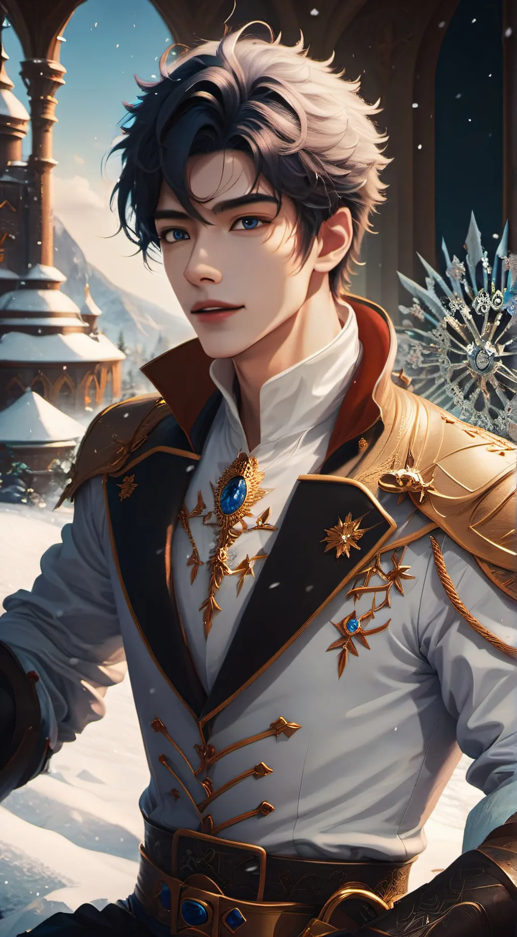 ai character: Ash winterlight background