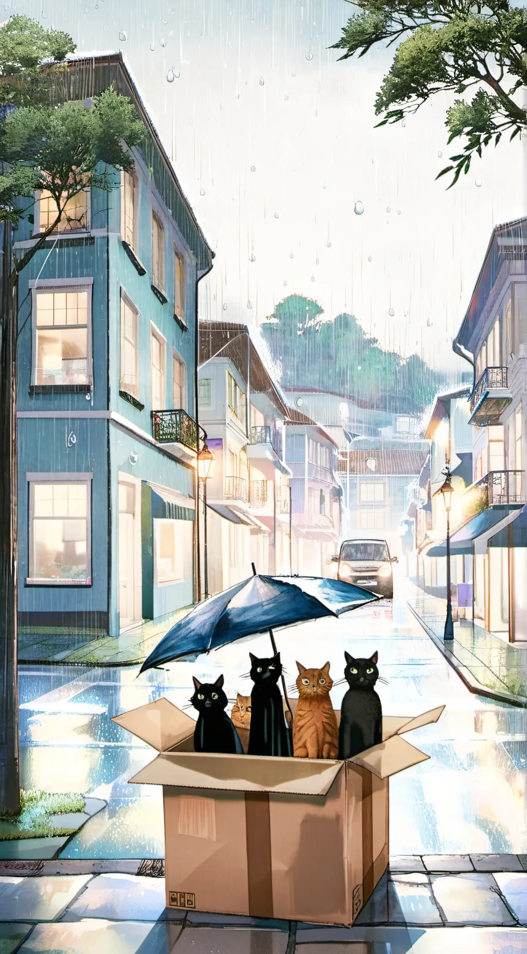 ai character: Family of 3 cats background