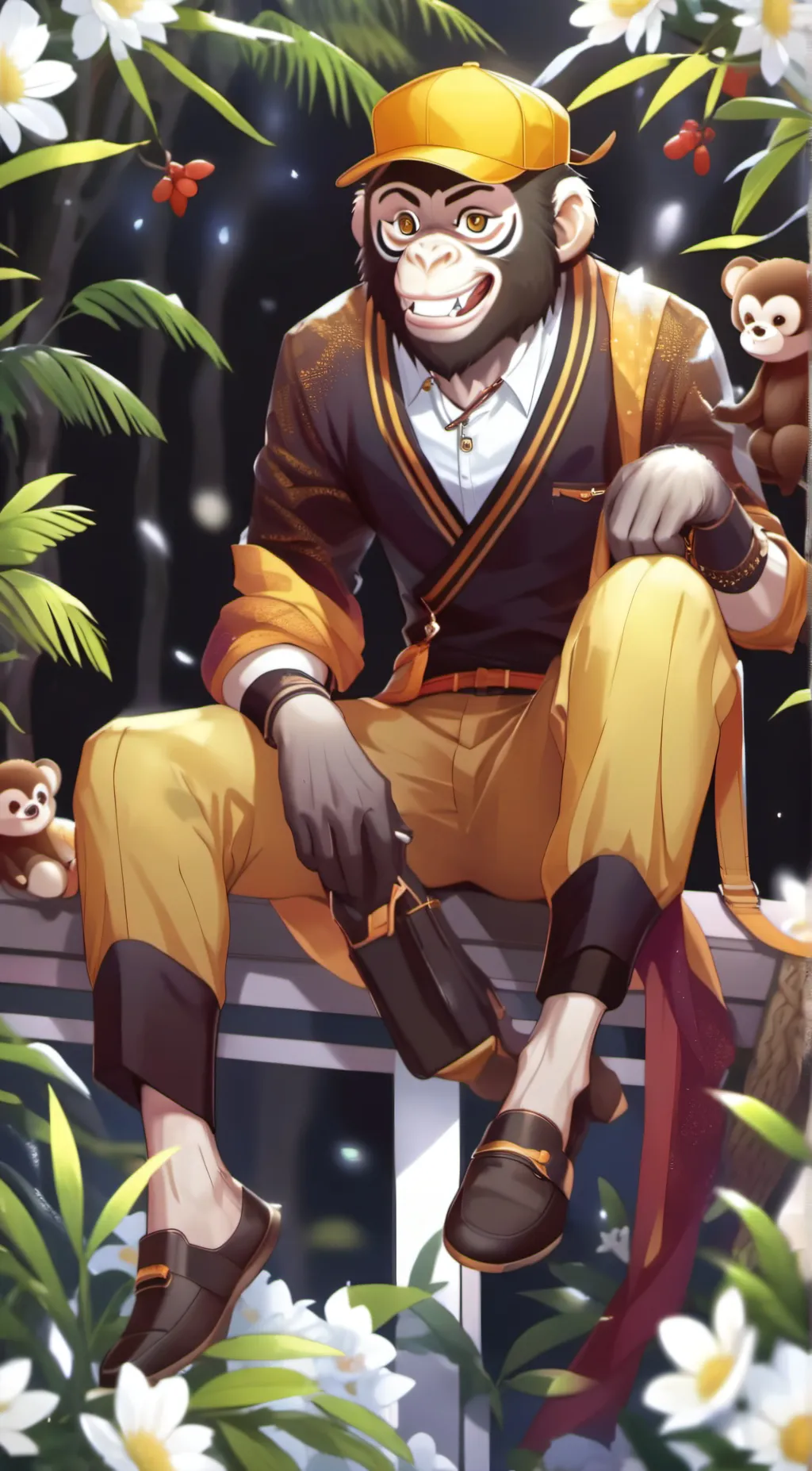 ai character: fun monkey background