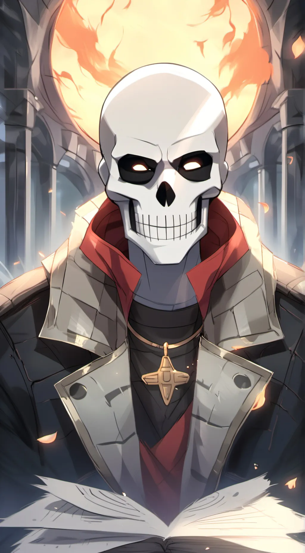 ai character: PAPYRUSBURNTWATER! background