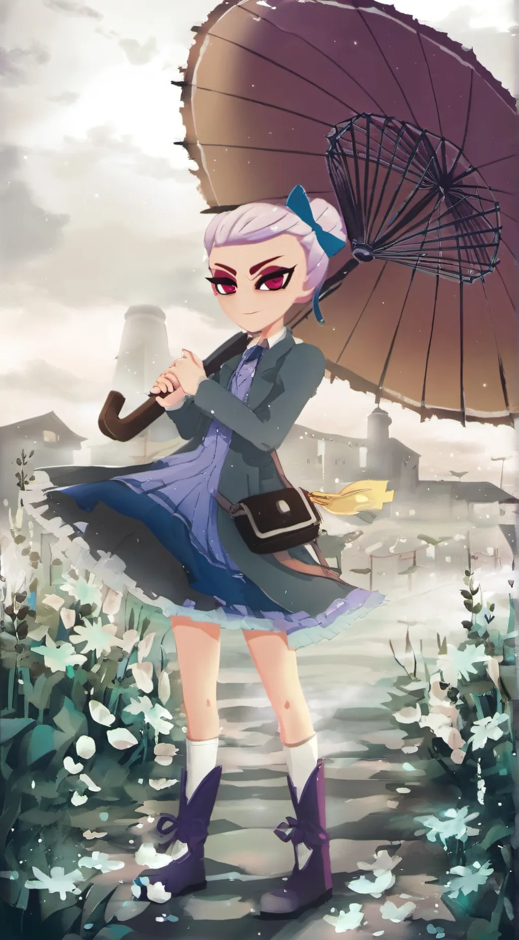 ai character: Violet background