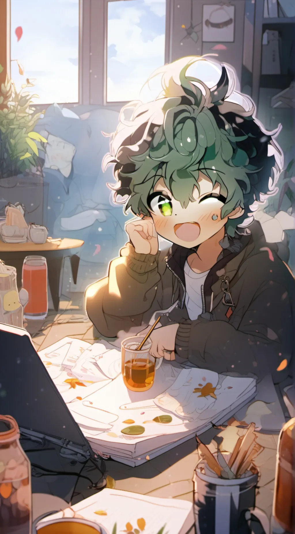 ai character: MHA Valentine day background